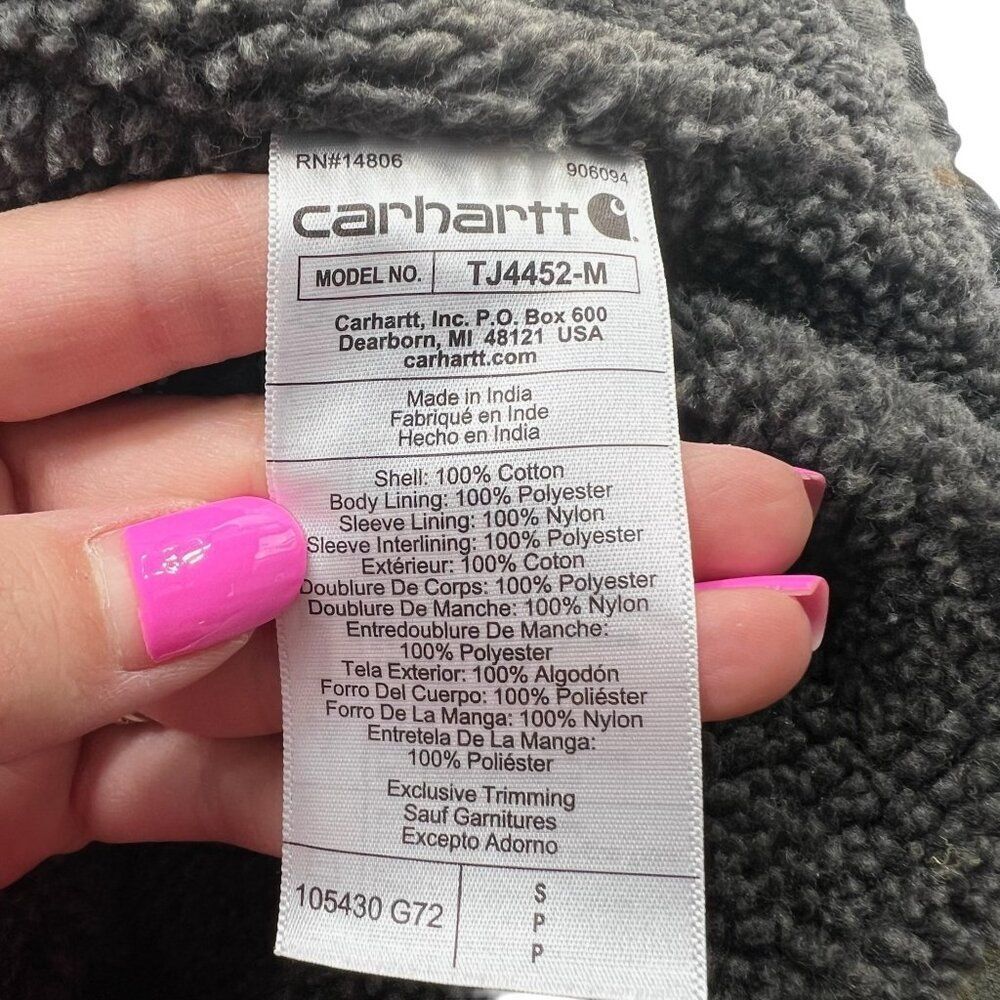 Carhartt Men's Relaxed Fit Plaid Flannel Shirt Sherpa Lined Shirt Jacket Size S - Picture 3 of 10